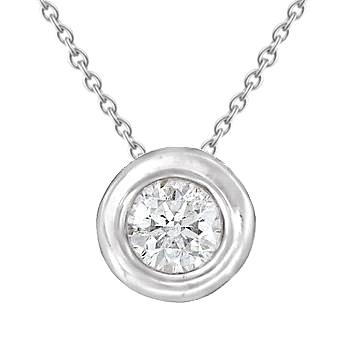 Natürliche Funkelnder Solitär-Runddiamant-Anhänger-Lünette-Set Weißgold 1,5 Ct