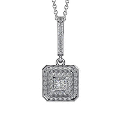 Prinzessin & Rundschnitt Echte Diamant-Anhänger-Halskette 2.48 Karat Weißgold 14K