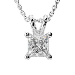 Prinzessinnenschnitt Echt Diamant Halskette Anhänger 1 Kt Weißgold 14K Schmuck