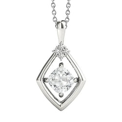 Quadratischer Natürliche Diamant-Anhänger & Kette Mit Öse Rund & Kissen Altschliff 2 Ct