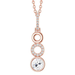 Roségold-Echte Diamant-Anhänger, Rund, Lünette im Altschliff, 2 Karat, 14K