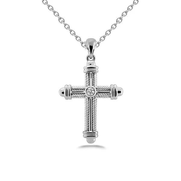 Runde Brillantschliff Natürliche Diamant Anhänger Kreuz Halskette 1 Karat WG 14K