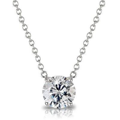 Runder Solitär-Natürliche Diamant-Halsketten-Anhänger Weißgold-Schmuck 1,5 Ct