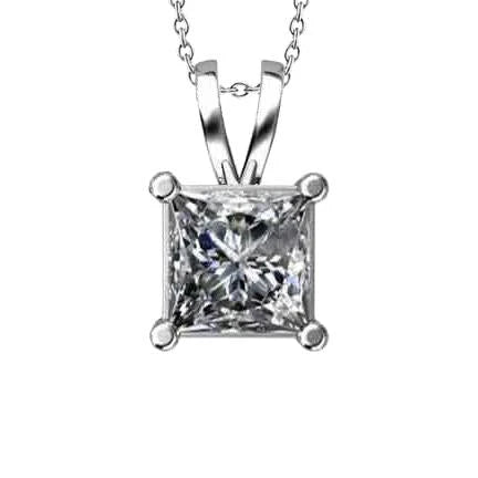 Schöne Prinzessinnenschnitt Echte Diamant Halskette Anhänger Goldschmuck 1.5 Ct