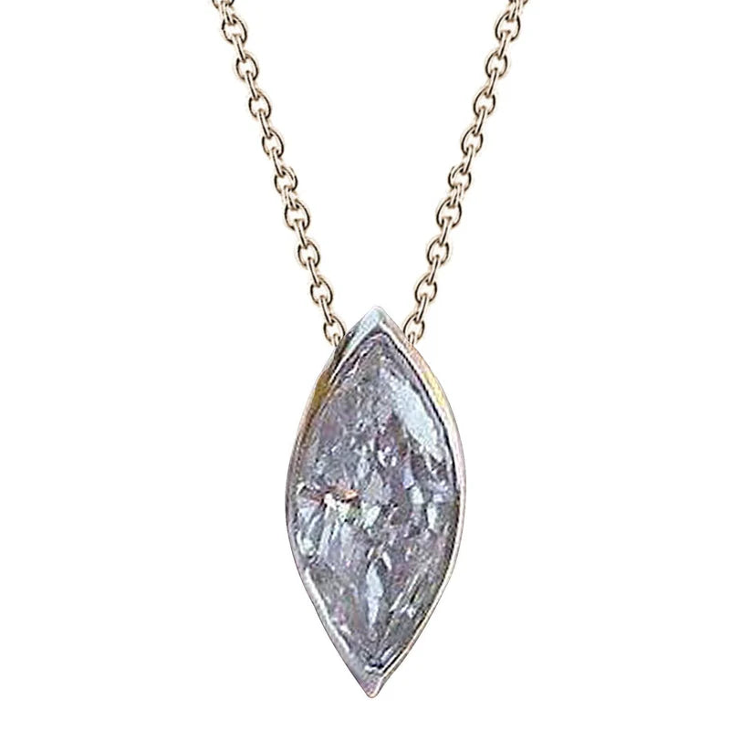 Solitaire Marquise Cut Natürliche Diamant Halskette Anhänger Goldschmuck 1.5 Ct