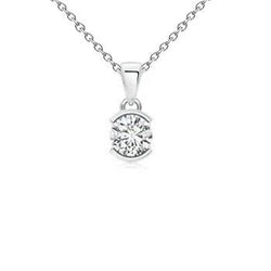 Solitär-Echt Diamant-Halsketten-Anhänger 0,30 Ct. Halbe Blendeneinstellung WG 14K