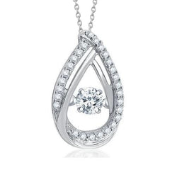 Wunderschöne Runde Brillantschliff-Echte Diamant-Anhänger-Halskette 1,18 ct. WG 14K