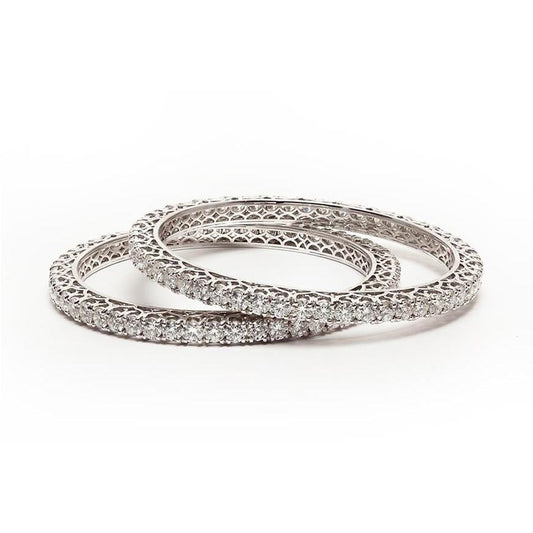 20 ct Echt Runder Diamant Armreif 14K Weiß Gold