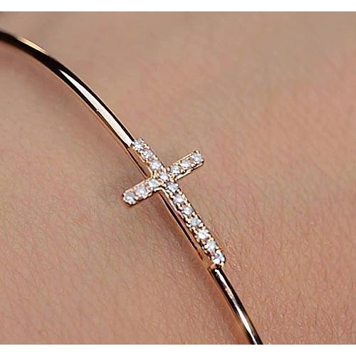 Gelbgold Armreif 1 Karat Natürliche Diamant Kreuz Damen Schmuck Neu