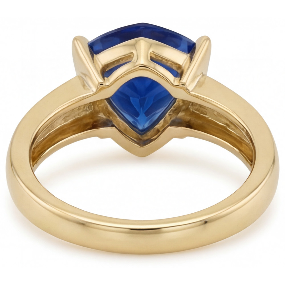 Zeitloser Blauer Saphir Edelstein-Ring 3 Karat – Profilansicht