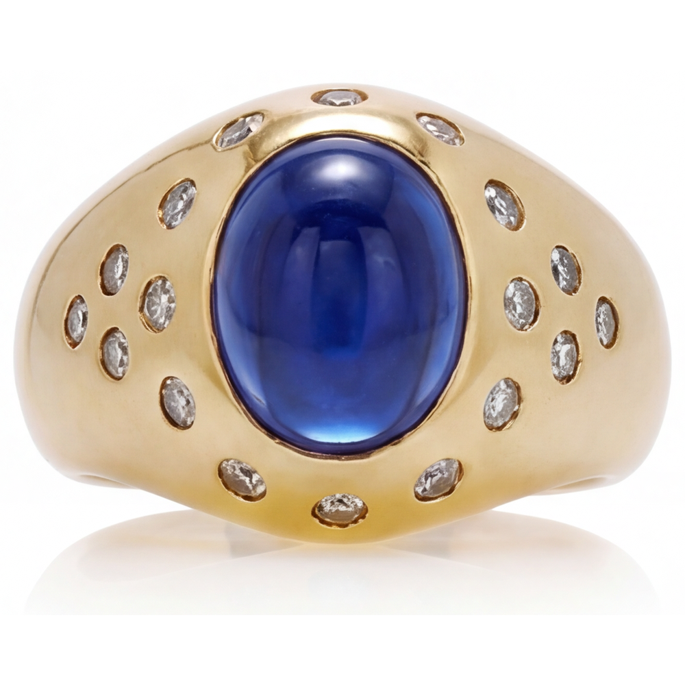 Blauer Saphir Edelstein-Ring 5-Karat 14K Gelbgold – Hauptansicht