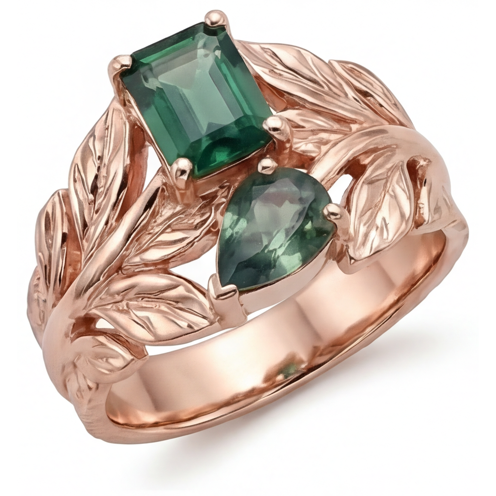 Blauer Saphir Farbstein-Ring 2,50-Karat 14 Karat Roségold – Seitenansicht