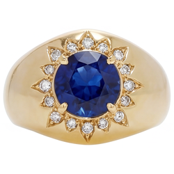14 Karat Gelbgold Farbstein-Ring mit Blauer Saphir – 2,75 Karat