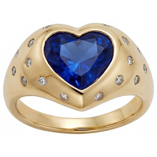 Blauer Saphir Farbstein-Ring 3,50-Karat 14K Gelbgold – Hauptansicht