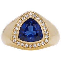 4 Karat Blauer Saphir Farbstein-Ring in 14K Gelbgold
