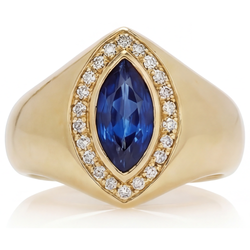 14 Karat Gelbgold VVS Reinheit Blauer Saphir Schmuckstein-Ring