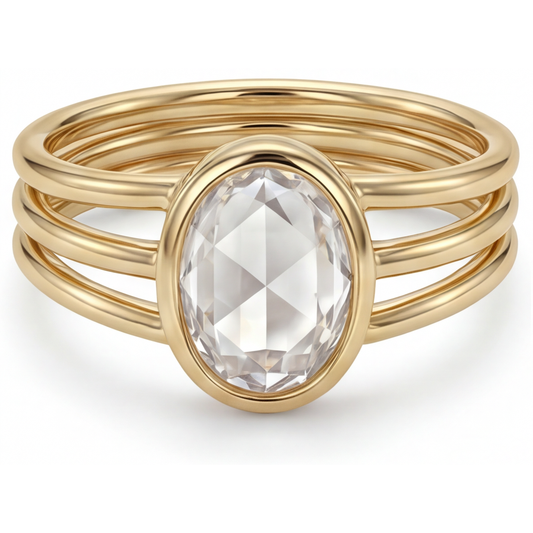 Erdgewonnener Brillant Einzelstein-Ring 3 Karat 14K Gelbgold – Hauptansicht