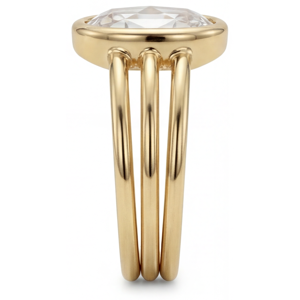 Einzelstein-Ring 14K Gelbgold mit Brillant – Schrägansicht