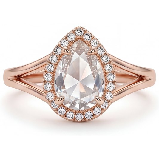 Halo-Verlobungsring 14K Roségold mit Brillant – Hauptansicht