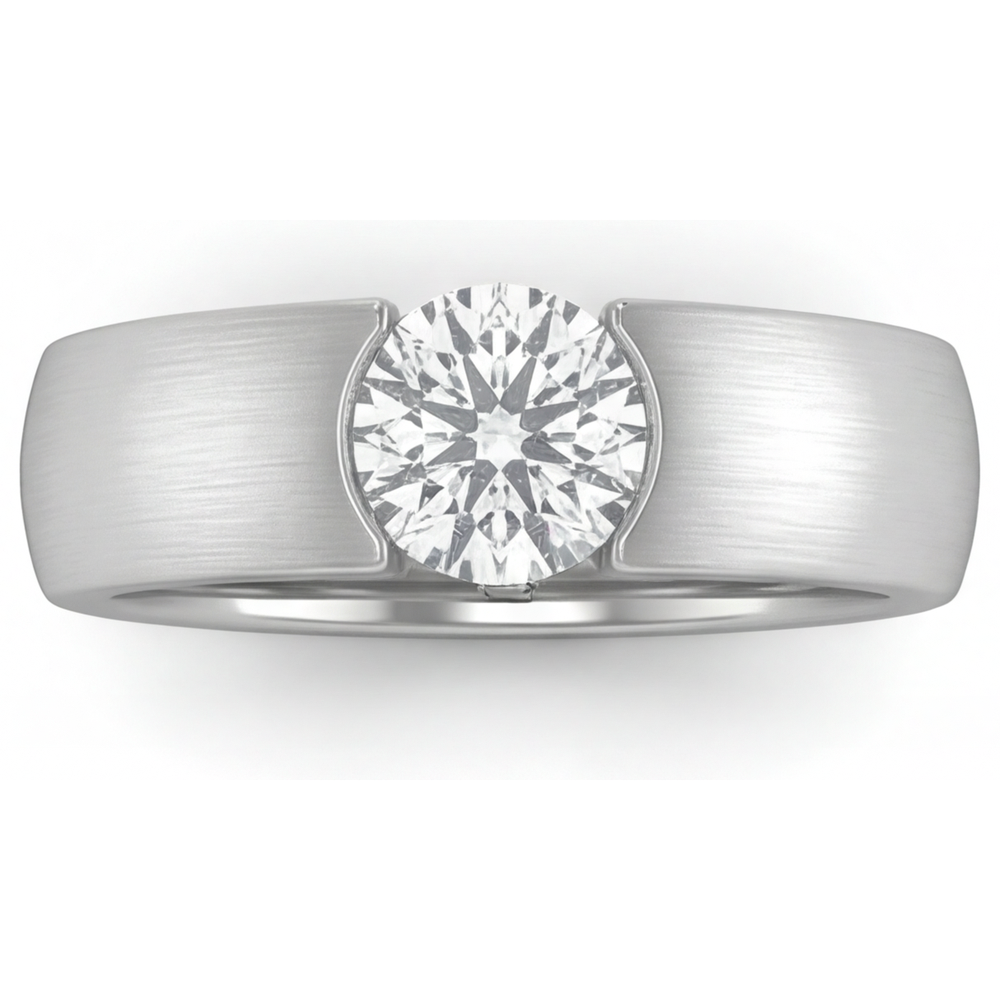Brillant Rund-Brillant Männer-Ring in 14K Weißgold – Hauptansicht