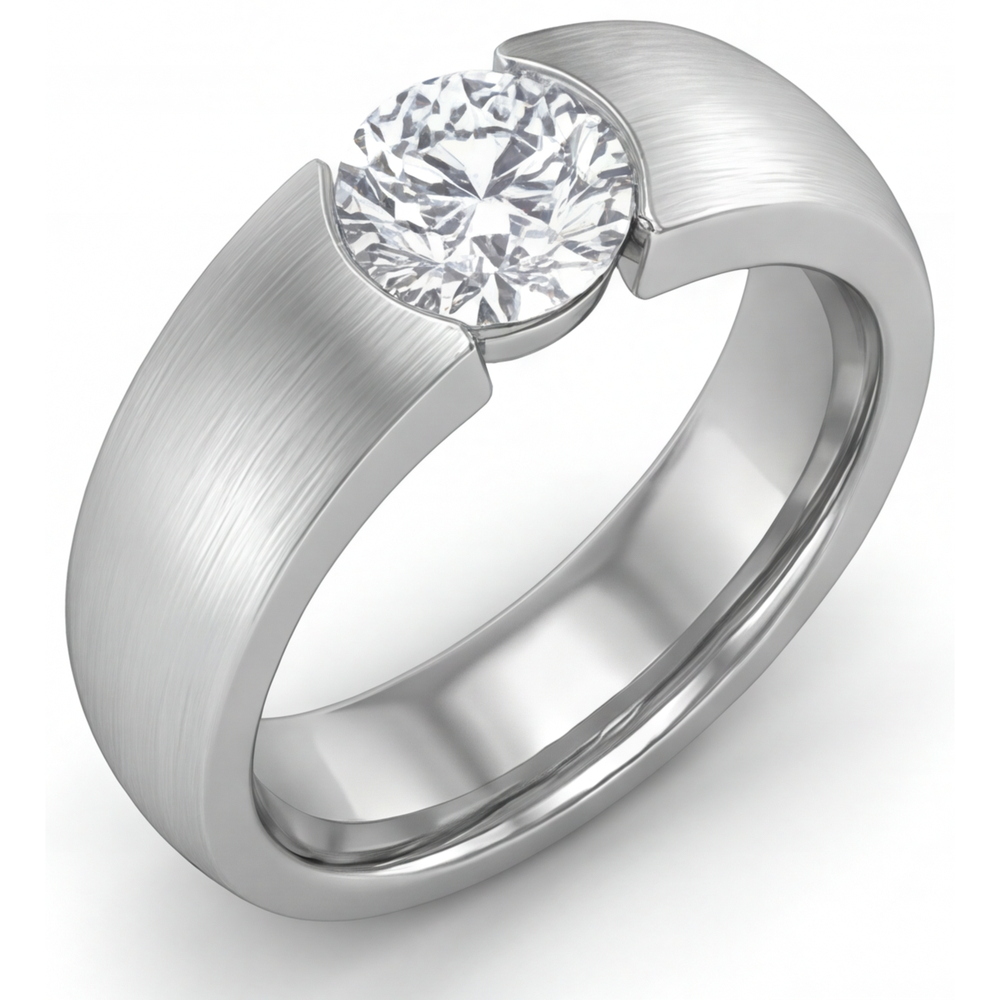 Rund-Brillant Brillant Ring in 14K Weißgold – Frontansicht