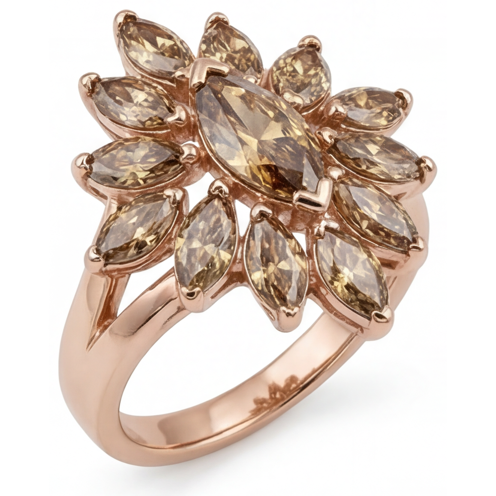 Brillant Marquise-Schliff Ring in 14K Roségold – Frontansicht