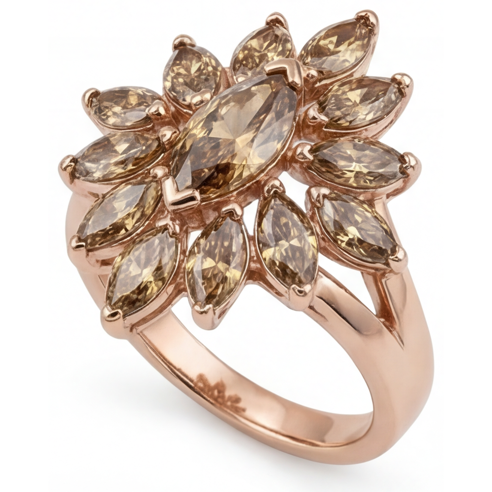 Authentischer Brillant Ring 4 Karat 14K Roségold – Seitenansicht