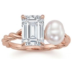 Schmuck-Ring 14K Roségold – Brillant Smaragd-Schliff 1,5 Karat