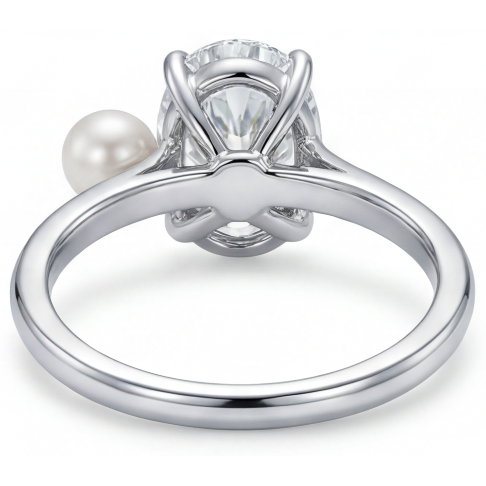 Kunstvoller Solitär-Ring 2 Karat – Rückansicht