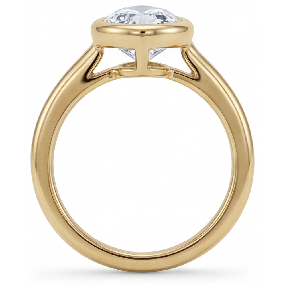 Solitär-Verlobungsring 14K Gelbgold mit Brillant – Schrägansicht