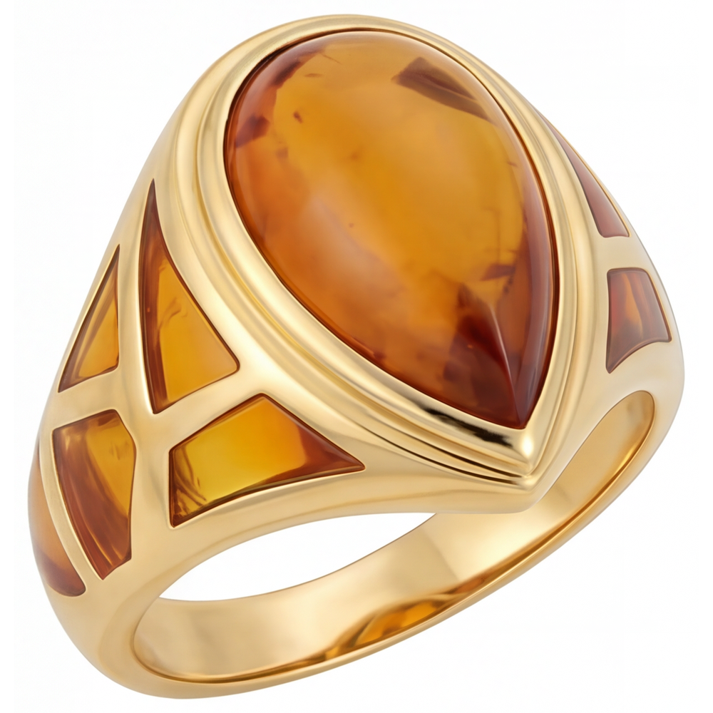 Citrin Edelstein-Ring 10,50-Karat 14 Karat Gelbgold – Frontansicht