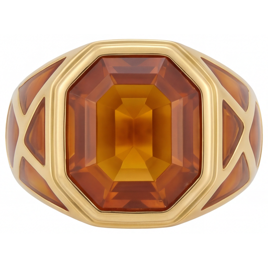 Feiner Citrin Farbstein-Ring 10 Karat – Hauptansicht
