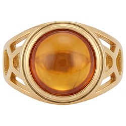 Herren Citrin Cabochon-Schliff Farbstein-Ring 5 Karat in 14K