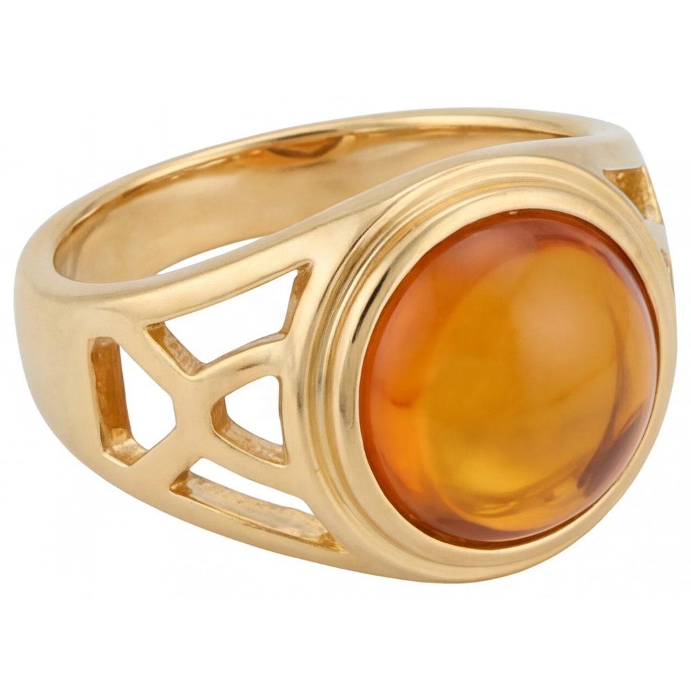 Citrin Farbstein-Ring 5-Karat 14K Gelbgold – Seitenansicht