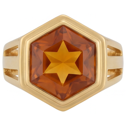 Herren Schmuckstein-Ring 14K Gelbgold – Citrin Hexagon 5 Karat
