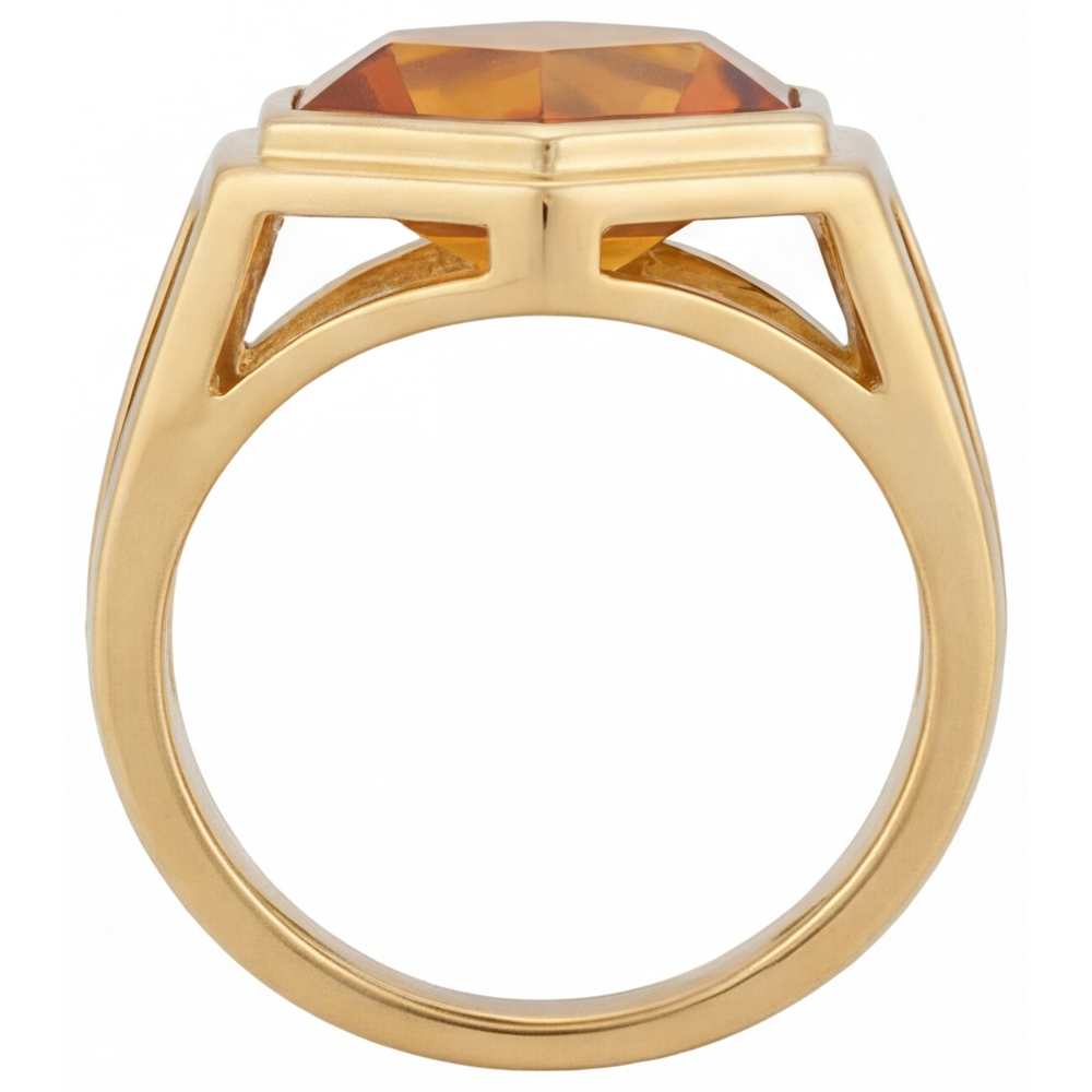 Citrin Schmuckstein-Ring 5-Karat 14K Gelbgold – Schrägansicht