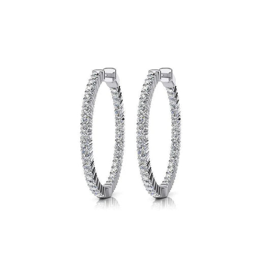 Weißgold 14K Wunderschöne Creolen Mit Natürliche Diamanten im Rundschliff Von 5 ct Neu