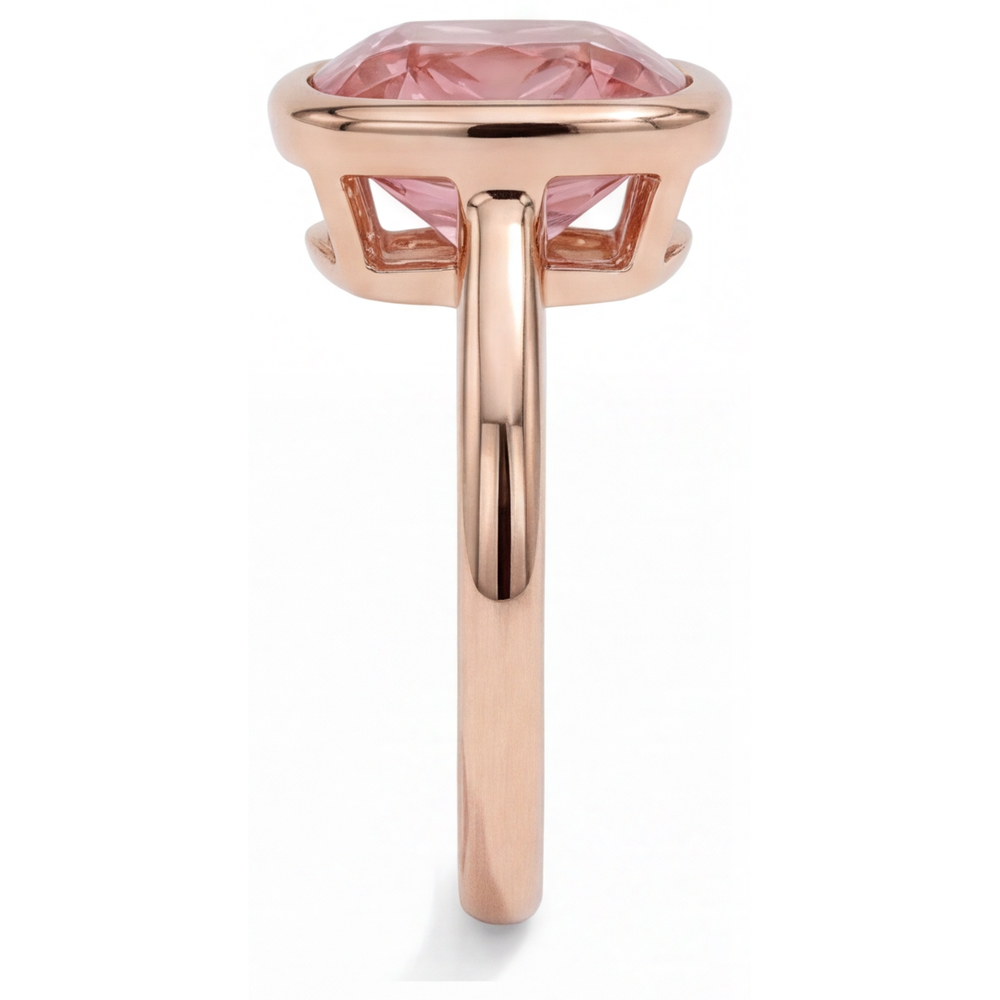 Padparadscha-Saphir Verlobungsring 2,5 Karat Echter Kissenschliff Lünette Solitär 14 Karat Roségold