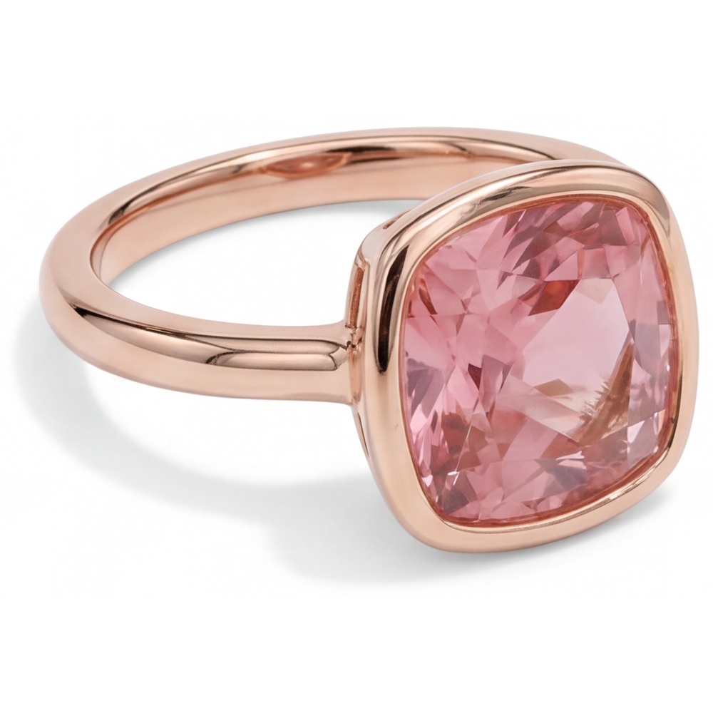 Padparadscha-Saphir Verlobungsring 2,5 Karat Echter Kissenschliff Lünette Solitär 14 Karat Roségold