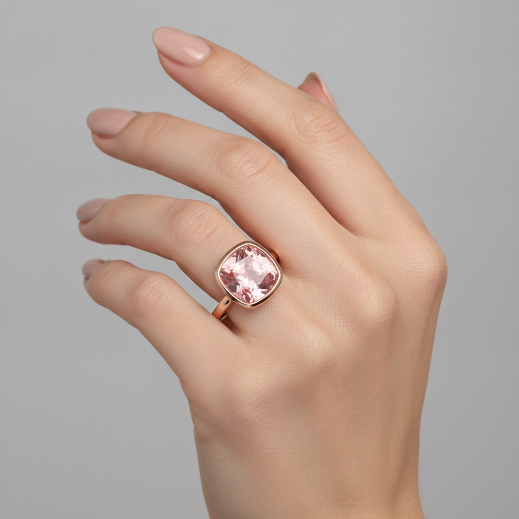 Padparadscha-Saphir Verlobungsring 2,5 Karat Echter Kissenschliff Lünette Solitär 14 Karat Roségold