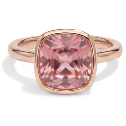 Padparadscha-Saphir Verlobungsring 2,5 Karat Echter Kissenschliff Lünette Solitär 14 Karat Roségold
