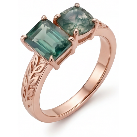Natürlicher Dendritic Agate Edelstein-Ring – Hauptansicht