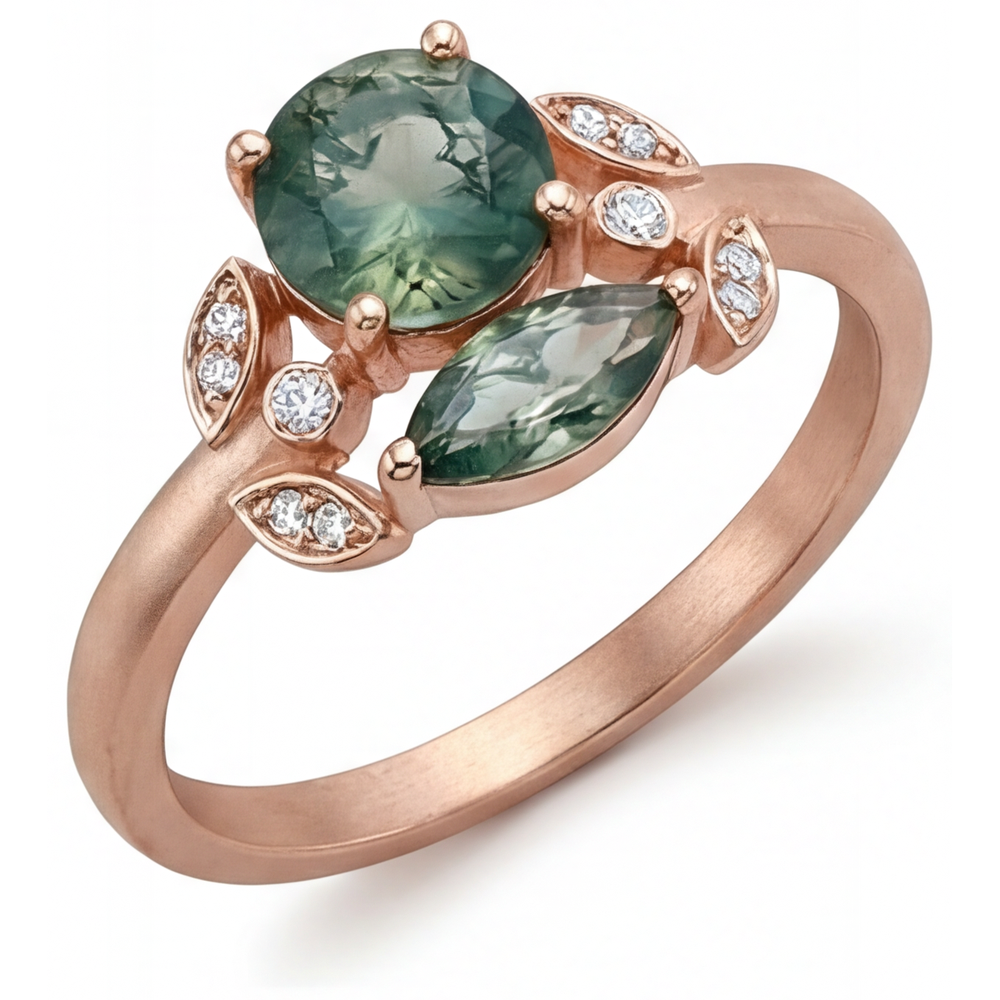 Echter Dendritic Agate Edelstein-Ring – Hauptansicht
