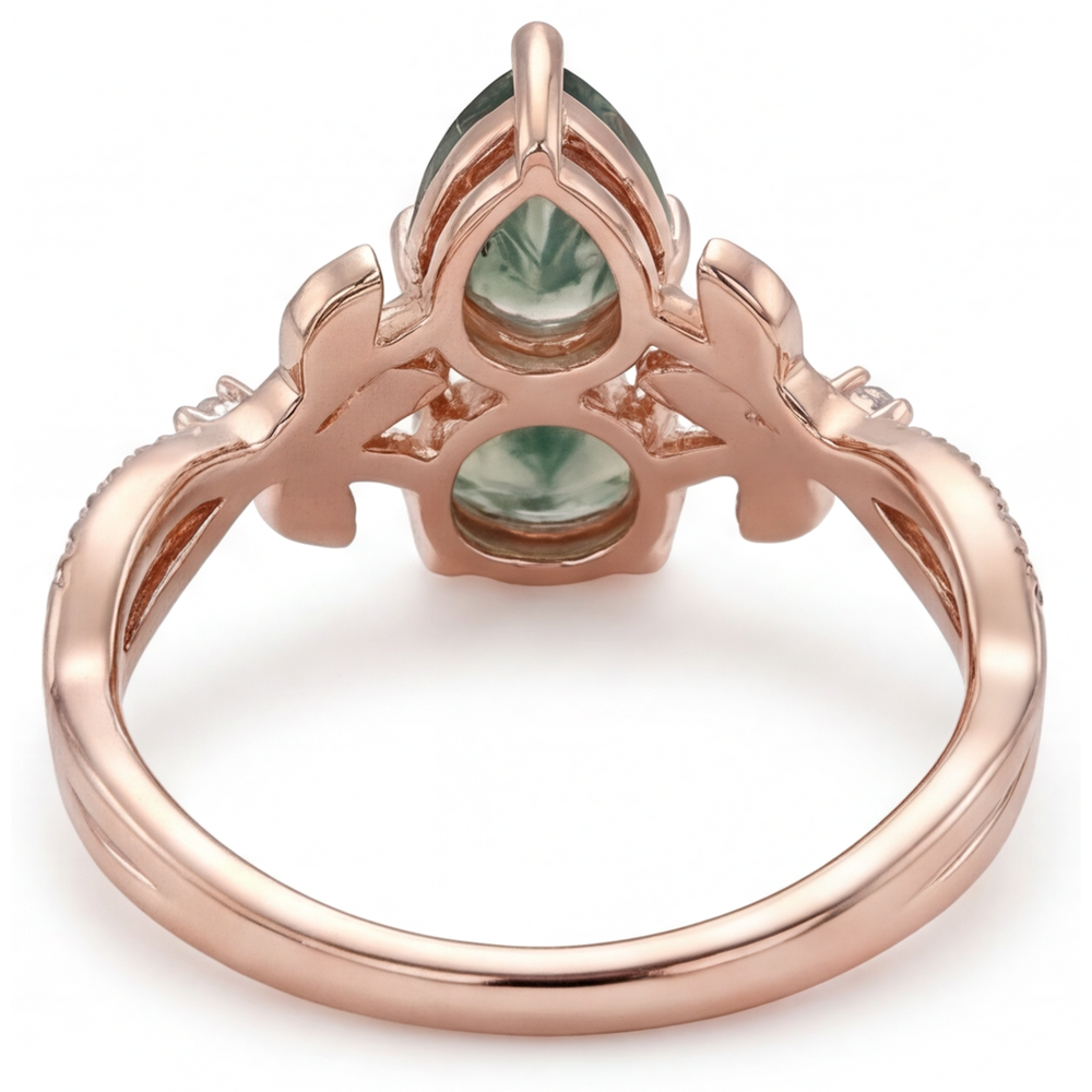 Schmuckstein-Ring 14K Roségold mit Dendritic Agate – Draufsicht