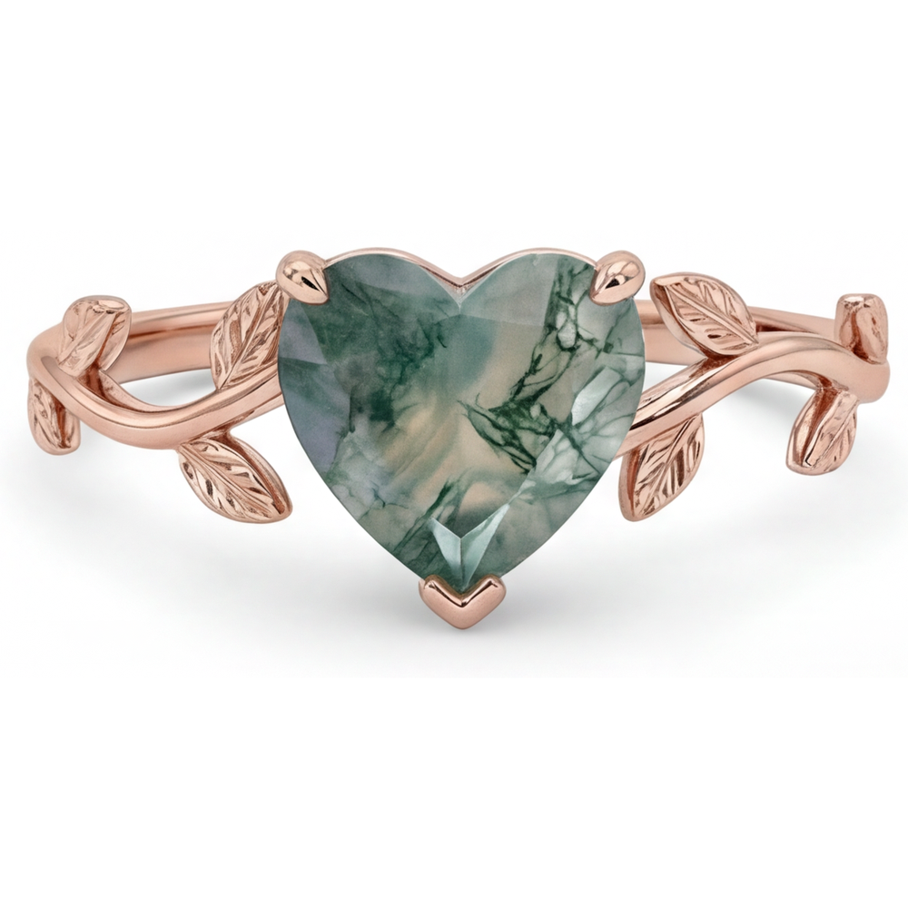 Schmuckstein-Ring 14K Roségold mit Dendritic Agate – Hauptansicht