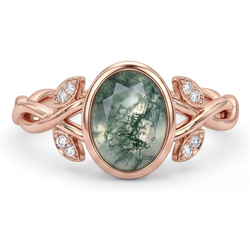 14K Roségold Schmuckstein-Ring mit Dendritic Agate – 2,75 Karat