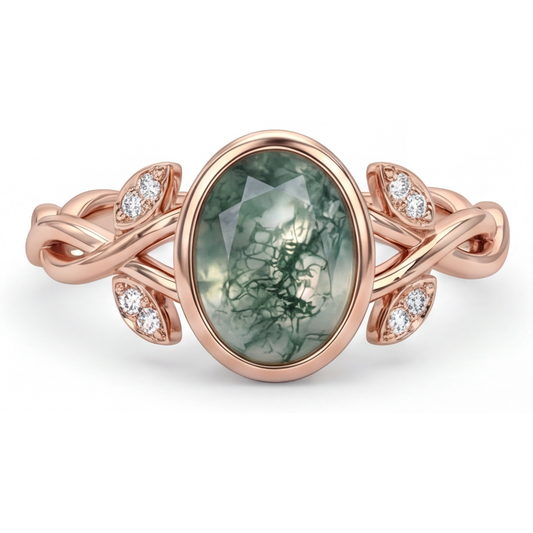 Natürlicher Dendritic Agate Schmuckstein-Ring – Hauptansicht