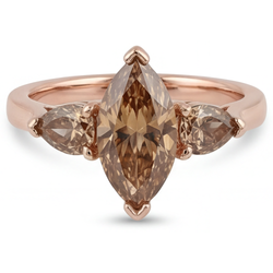 Wüsten-Diamant Diamant Drei-Stein-Ring 1,5 Karat – 14K Roségold