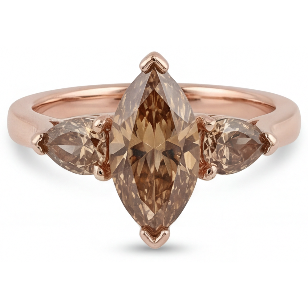 Authentischer Diamant Drei-Stein-Ring – Hauptansicht
