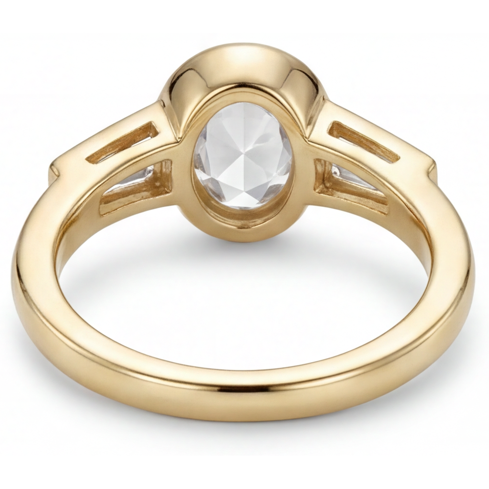 Drei-Stein-Ring 14 Karat Gelbgold mit Diamant – Draufsicht